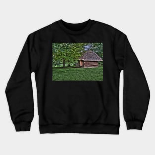 village building painting, oil painting, nature Crewneck Sweatshirt